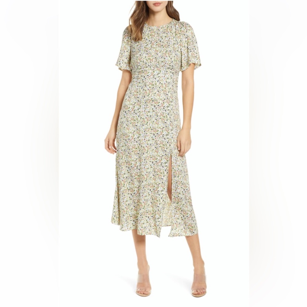 AFRM Short Sleeve Floral Midi Dress, Size M